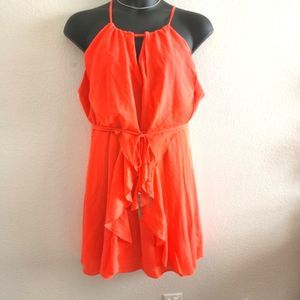 City Chic Sleeveless Bright Orange Dress Gold Accent Belt Plus Size XL